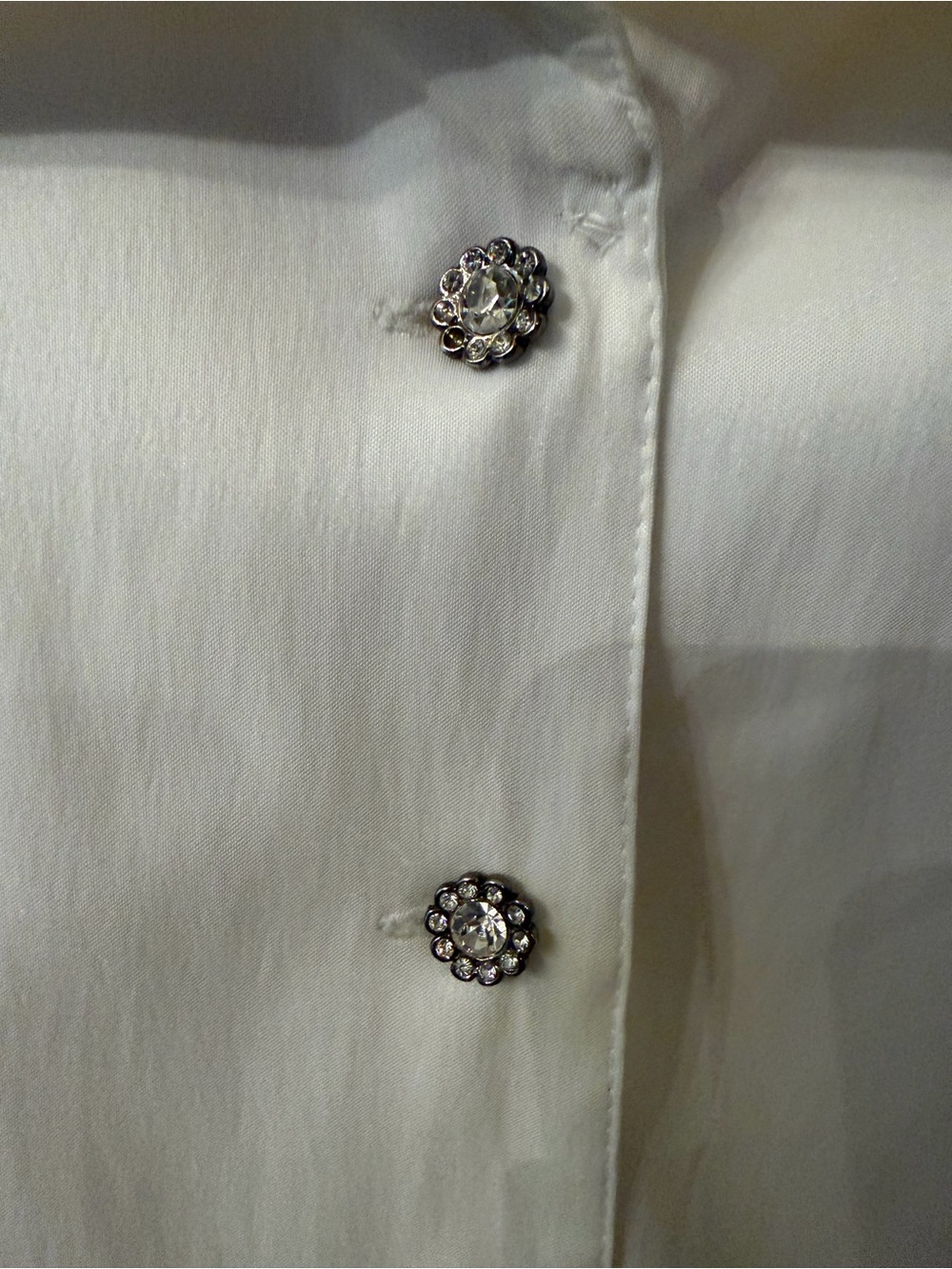 Vintage Victor Costa White Off Shoulder Statement Blouse Size 14 Rhinestone - Picture 6 of 9